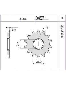 PIÑON PROF. KAWASAKI 125 14 D mod 0457 term Z14