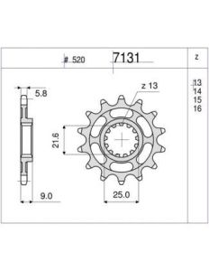 PIÑON PROF. GSXR YZF ZX7/9(520) 14 D mod 7131