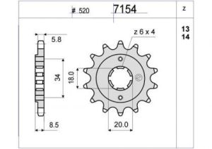 PIÑON PROF. HONDACMX 250 14 D mod 7154
