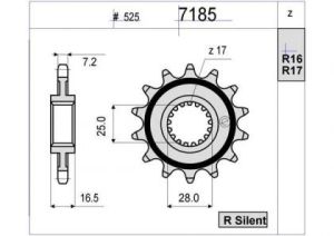 PIÑON PROF. KTM 950 DUKE 17 D mod 7185