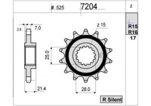 PIÑON PROF. APRILIA 750 SHIVER 16 D mod 7204