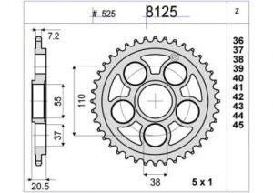 CORONA PROF. DUCATI 848 42 D mod 8125