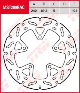 Disco de freno fijo RACING TRW  MST289RAC