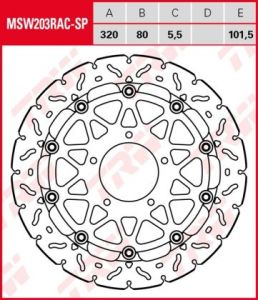 Disco de freno flotante  EXCLUSIVAMENTE RACING TRW  MSW237RAC