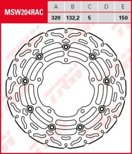 Disco de freno flotante  RACING TRW  MSW204RAC
