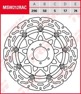 Disco de freno flotante  RACING TRW  MSW212RAC