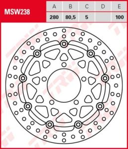 Disco de freno flotante  TRW  MSW238