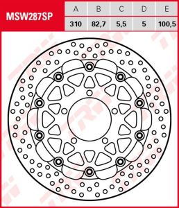 Disco de freno flotante EXCLUSIVAMENTE RACING TRW MSW287SP
