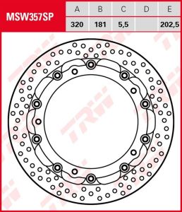 Disco de freno flotante EXCLUSIVAMENTE RACING TRW MSW357SP
