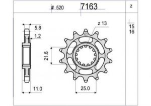 PIÑON PROF. YAMAHA R 6 (520) 15 D mod 7163