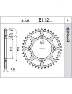 CORONA PROF.ALU KTM C/ SCARICO *V.348* 48 D mod 8112