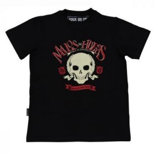 Camiseta Rock or die malos huesos negra hombre 